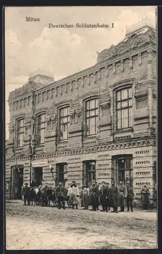 AK Mitau, Soldaten vor dem deutschen Soldatenheim I
