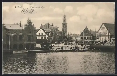 AK Libau, Uferpartie mit Grossestrasse