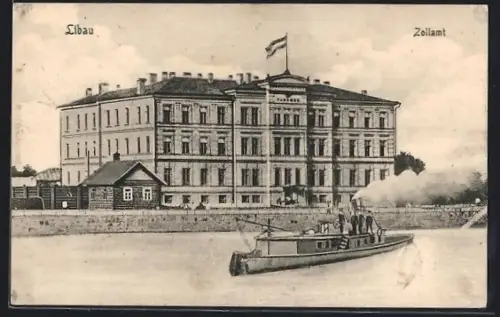 AK Libau, Zollamt mit Dampfer