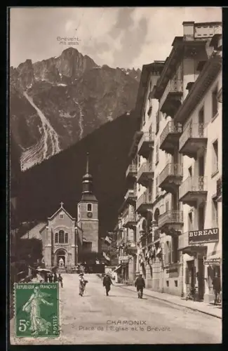 AK Chamonix, Place de l`Église et le Brévent