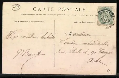 AK Guéret /Creuse, Place de la Préfecture et entrées de la Grand`Rue et de la Route de Courtille