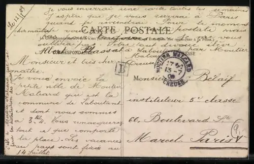 AK Moutier-Malcard, Mairie, Postes et Télégraphes