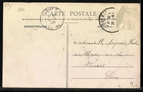 AK Guéret /Creuse, Route de Moulins avec passants et charrette