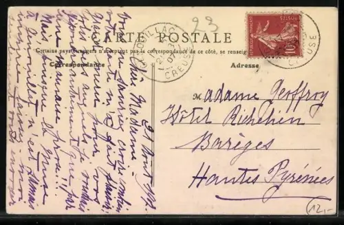 AK Genouillat /Creuse, Vieille Route de Guéret avec habitants du village