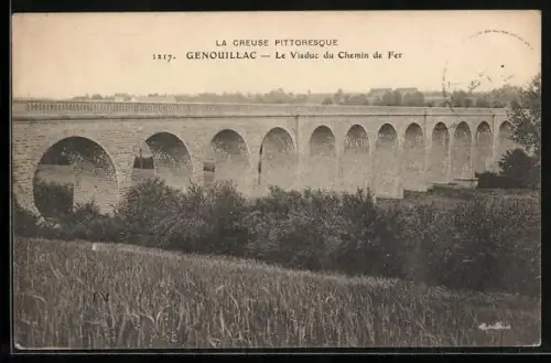 AK Genouillac /Creuse, Le Viaduc du Chemin de Fer