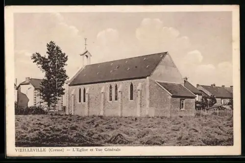 AK Vieilleville /Creuse, L`Église et Vue Générale