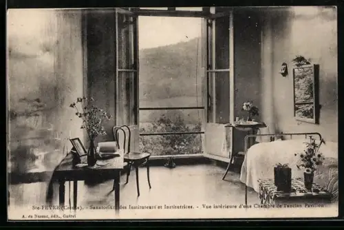 AK Ste-Feyre /Creuse, Vue intérieure d`une chambre de l`ancien pavillon du sanatorium des instituteurs et institutrices