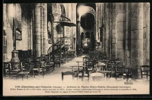 AK Chambon-sur-Voueize /Creuse, Intérieur de l`Église Sainte-Valérie, Monument historique