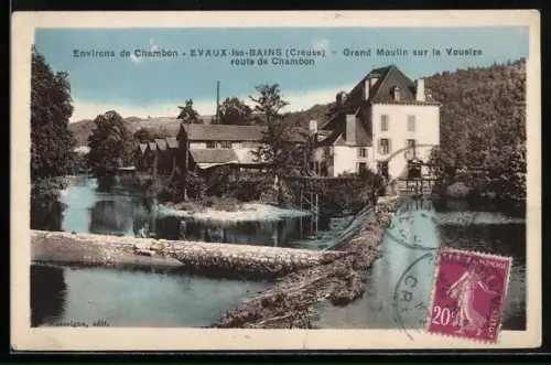 AK Evaux-les-Bains /Creuse, Grand Moulin sur la Vouelze route de Chambon