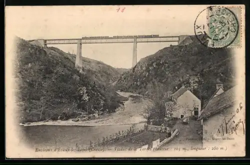 AK Évaux-les-Bains /Creuse, Viaduc de la Tardes surplombant la rivière et le paysage environnant