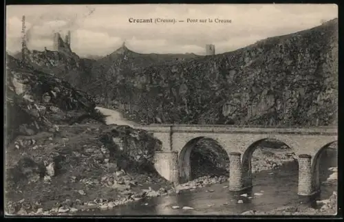 AK Crozant /Creuse, Pont sur la Creuse