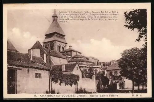 AK Chambon-sur-Voueize /Creuse, Église Sainte Valérie, édifice roman des XIe et XIIe siècles