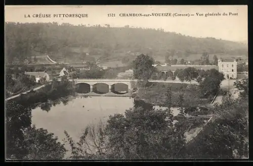 AK Chambon-sur-Voueize /Creuse, Vue générale du Pont