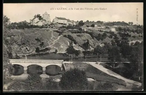 AK Glénic près Guéret, Le pont des Piétons et vue du village depuis la rivière