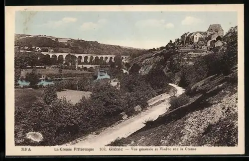 AK Glénic /Creuse, Vue générale et Viaduc sur la Creuse