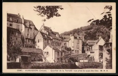 AK Aubusson /Creuse, Quartier de la Terrade vue prise du quai des Îles