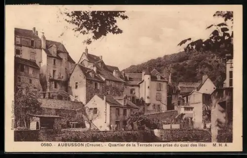 AK Aubusson /Creuse, Quartier de la Terrade vue prise du quai des Îles