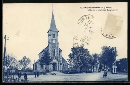 AK Dun-le-Palleteau /Creuse, L`Église et l`Avenue d`Aigurande