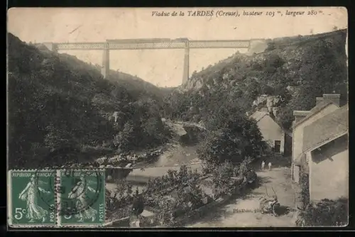 AK Tardes /Creuse, Viaduc de la Tardes et paysage environnant
