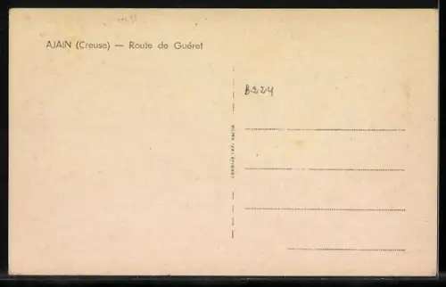 AK Ajain /Creuse, Route de Guéret avec maisons anciennes et rue calme