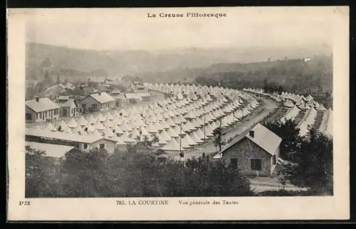 AK La Courtine /Creuse, Vue générale des Tentes