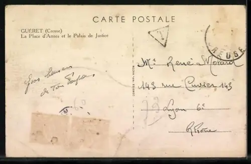 AK Guéret, Creuse, La Place d`Armes et le Palais de Justice