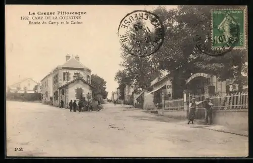 AK La Courtine /Creuse, Entrée du Camp et le Casino