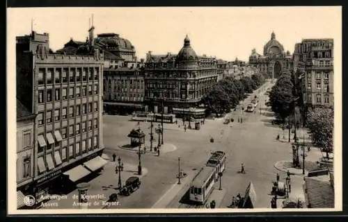 AK Anvers, Avenue de Keyser, Strassenbahn