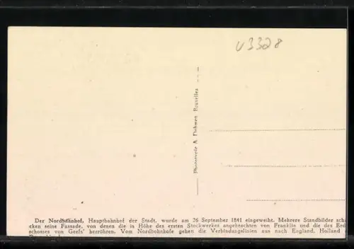 AK Bruxelles, Place Rogier et Gare du Nord, Strassenbahn