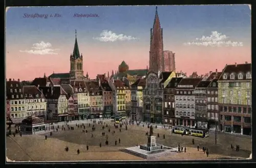 AK Strassburg i. E., Kleberplatz mit Strassenbahn