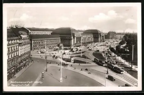 AK Leipzig, Partie am Hauptbahnhof, Strassenbahn