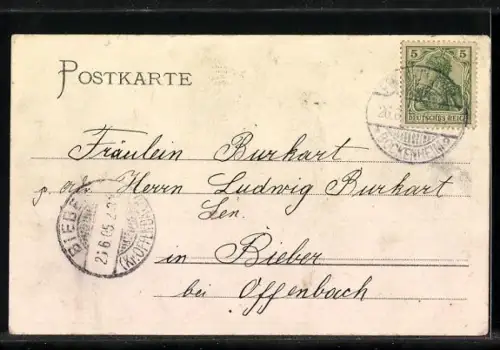 AK Frankfurt a. M., Kaiserstrasse mit Strassenbahnen aus der Vogelschau