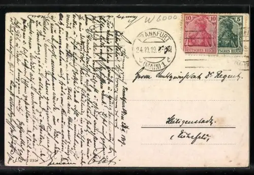 AK Frankfurt a. M., Kaiserplatz mit Kaiserstrasse und Strassenbahnen