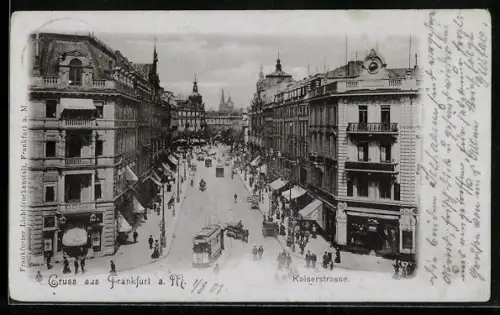 AK Frankfurt a. M., Strassenbahn in der Kaiserstrasse