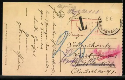 AK Anvers, Place de Meir, Strassenbahn