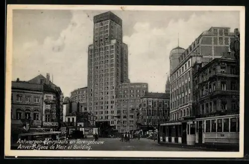 AK Anvers, Place de Meir et Building