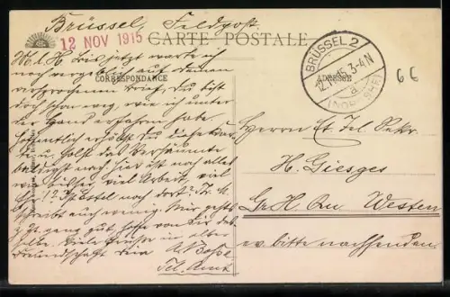 AK Bruxelles, La Bourse, Strassenbahn