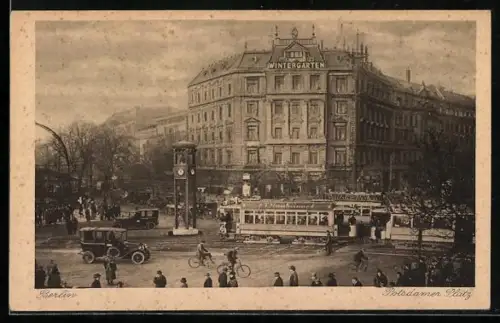 AK Berlin, Potsdamer Platz mit Strassenbahn
