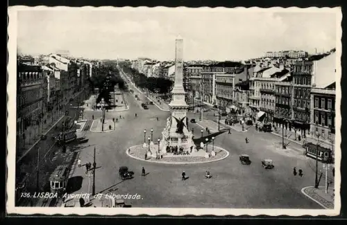 AK Lisboa, Avenida da Liberdade, Strassenbahn
