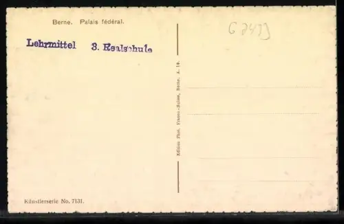AK Bern, Bundespalast und Helvetiaplatz mit Strassenbahn