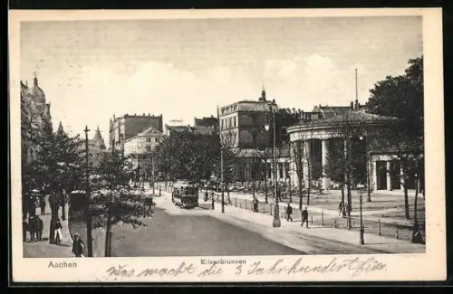 AK Aachen, Elisenbrunnen mit Strassenbahn