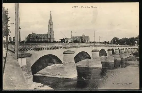 AK Metz, Strassenbahn auf der Totenbrücke