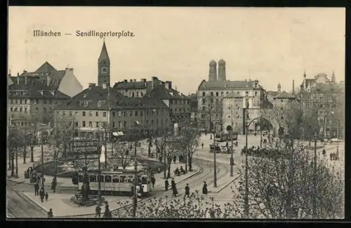 AK München, Sendlingertorplatz mit Strassenbahn