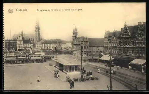 AK Ostende, Ortsansicht mit Strassenbahn