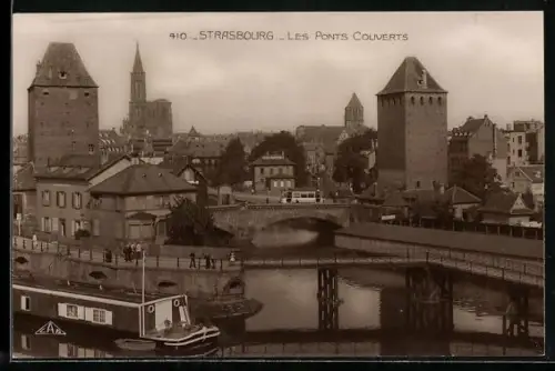 AK Strasbourg, Les Ponts Couverts, Strassenbahn