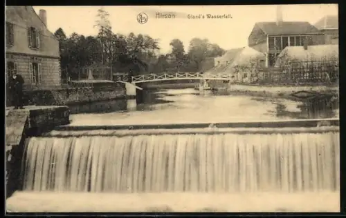 AK Hirson, Gland`s Wasserfall mit Brücke