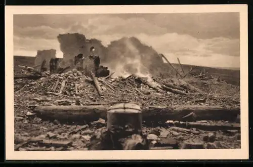 AK Fleury, Trümmer am 23. Juni 1916, aufgenommen v. Lt. Fhr. v. Prauckh