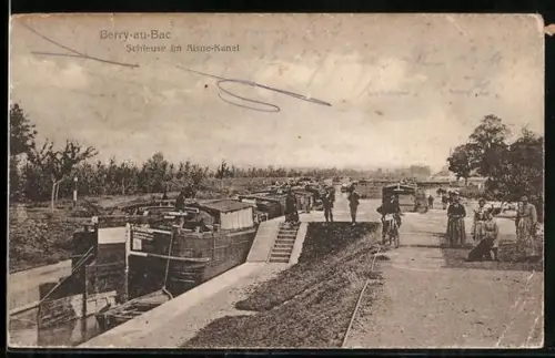 AK Berry-au-Bac, Schleuse am Aisne-Kanal