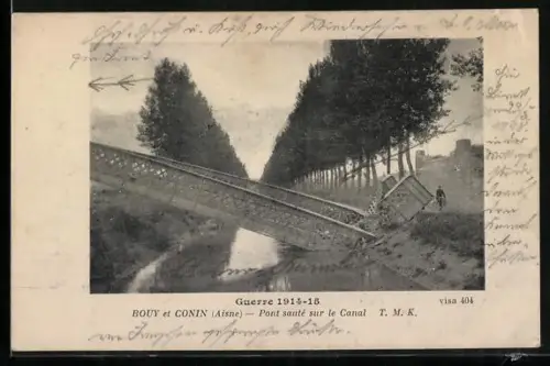 AK Bouy /Aisne, Pont sauté sur le Canal