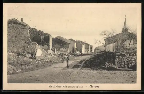 AK Cierges, Ruinen im Ort